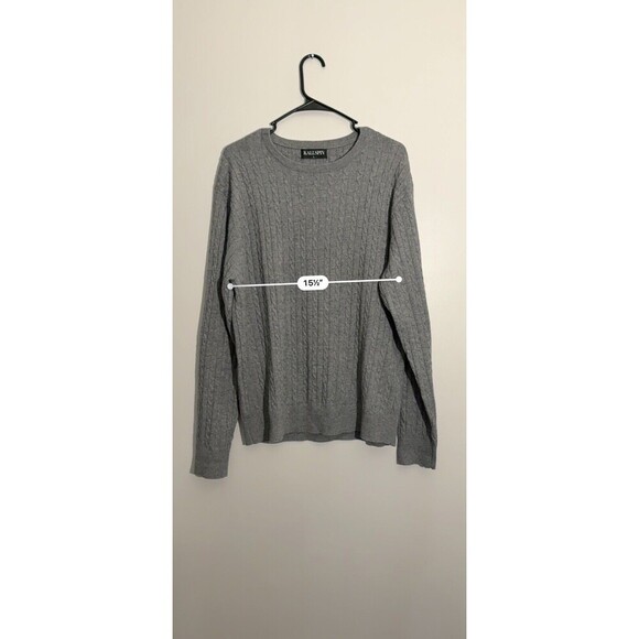 Kallspin Mens Cable Knit Wool cashmere Sweater Preppy Corpcore work Classic - Picture 2 of 5